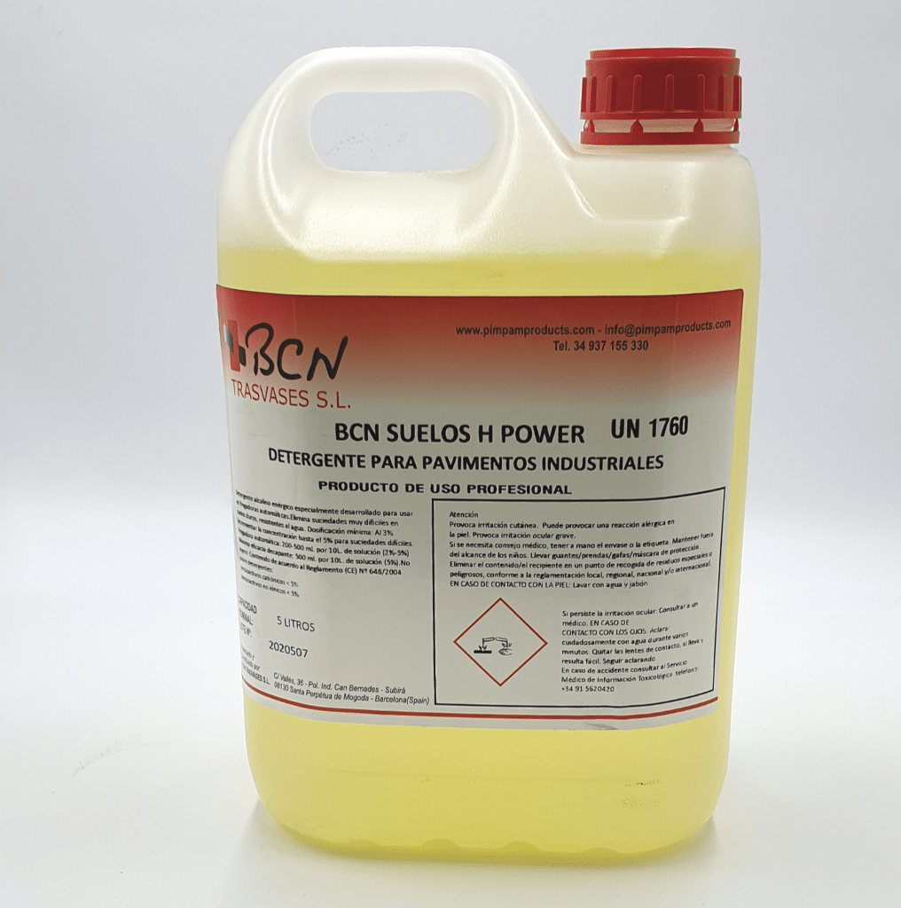 Detergente alcalino para limpiar pavimento industrial de resina